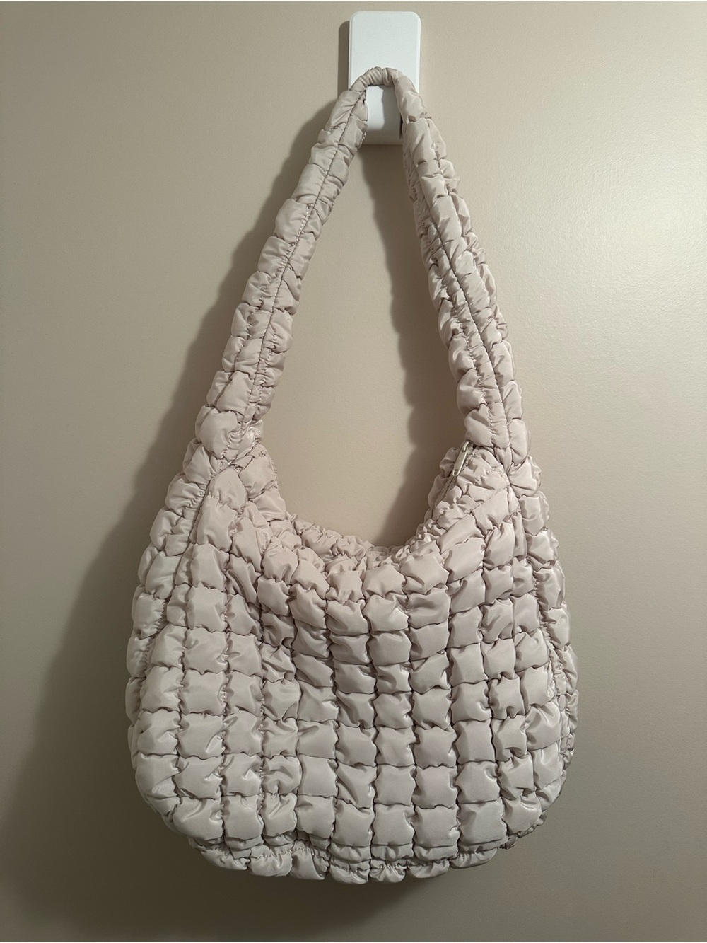 Quilted Shoulder Tote Bag - Cream